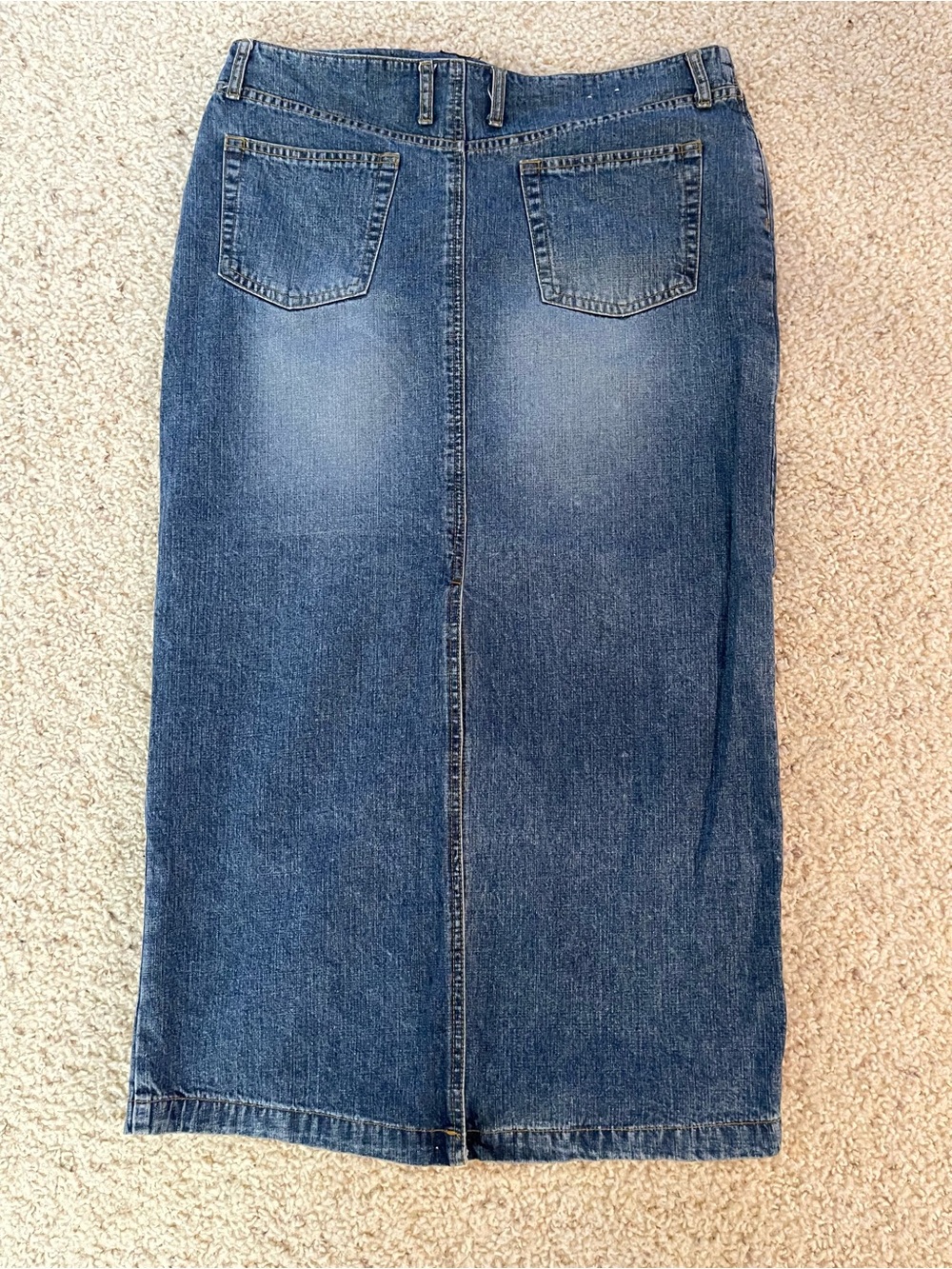 Bailey's Point Midi Denim Skirt Sz 14 5-Pocket Blue Jean Actual W36 L35.5 Hem39